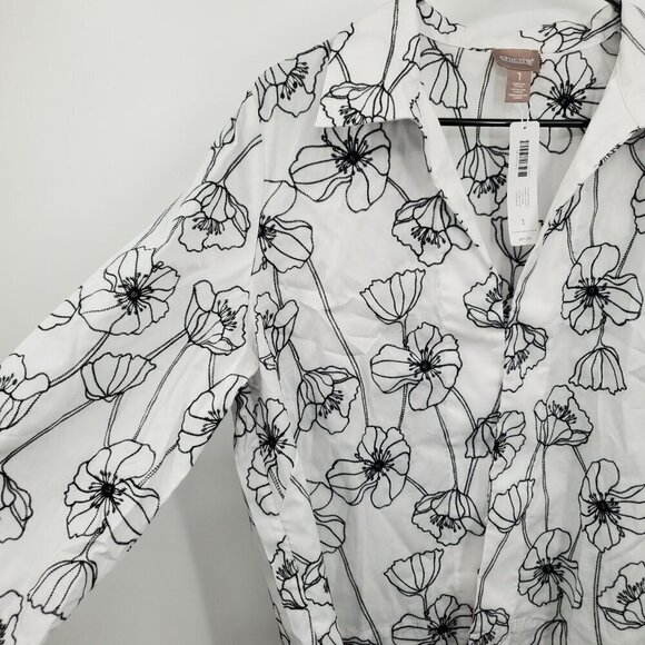 Chico's Embroidered Swing Jacket Women Size Medium NWT Alabaster Floral - Picture 2 of 12